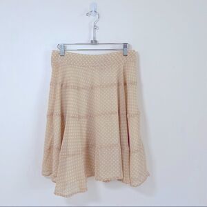 Zac Posen Tiered Peasant Skirt Cream with White Polka Dots Size 8